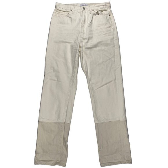 J.W.Anderson x Uniqlo Two-Tone Straight Leg White mens Jeans size 30x31 - Picture 1 of 9